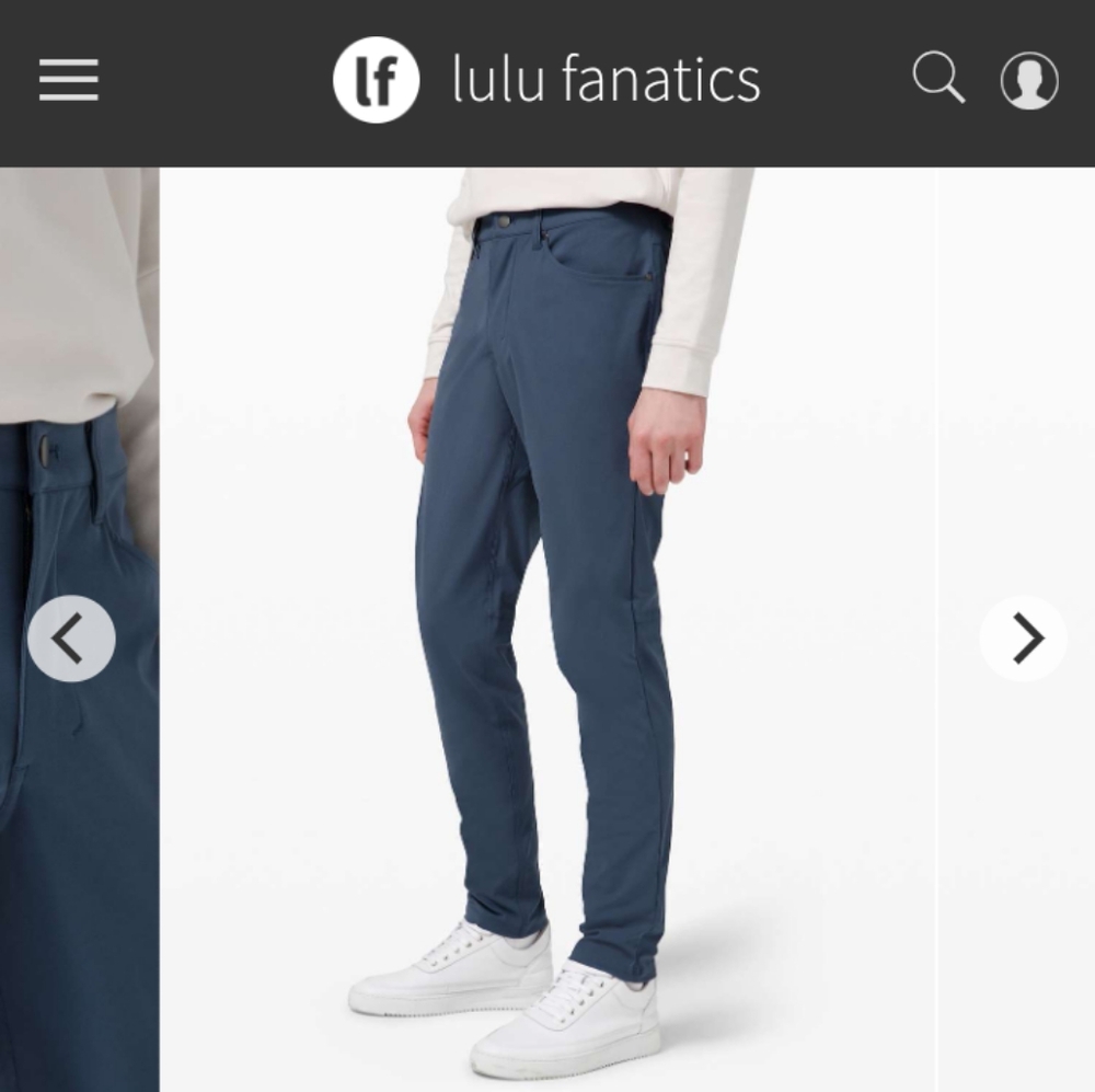 EUC: LULULEMON ATHLETICA; ABC SLIM-FIT PANT, 28" (WARPSTREME).
